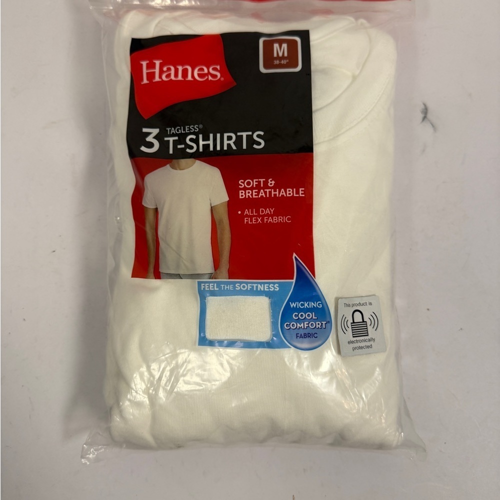Hanes Men's Soft & Breathable Crewneck Size M -White Undershirt T-Shirt 3-Pack